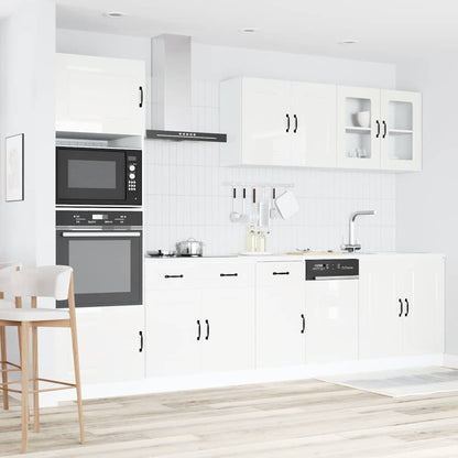 Set Mobili da Cucina 7 pz Kalmar Bianchi Lucido in Truciolato - homemem39