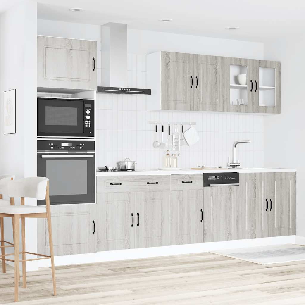 Set Mobili da Cucina 7 pz Kalmar Grigio Sonoma in Truciolato - homemem39