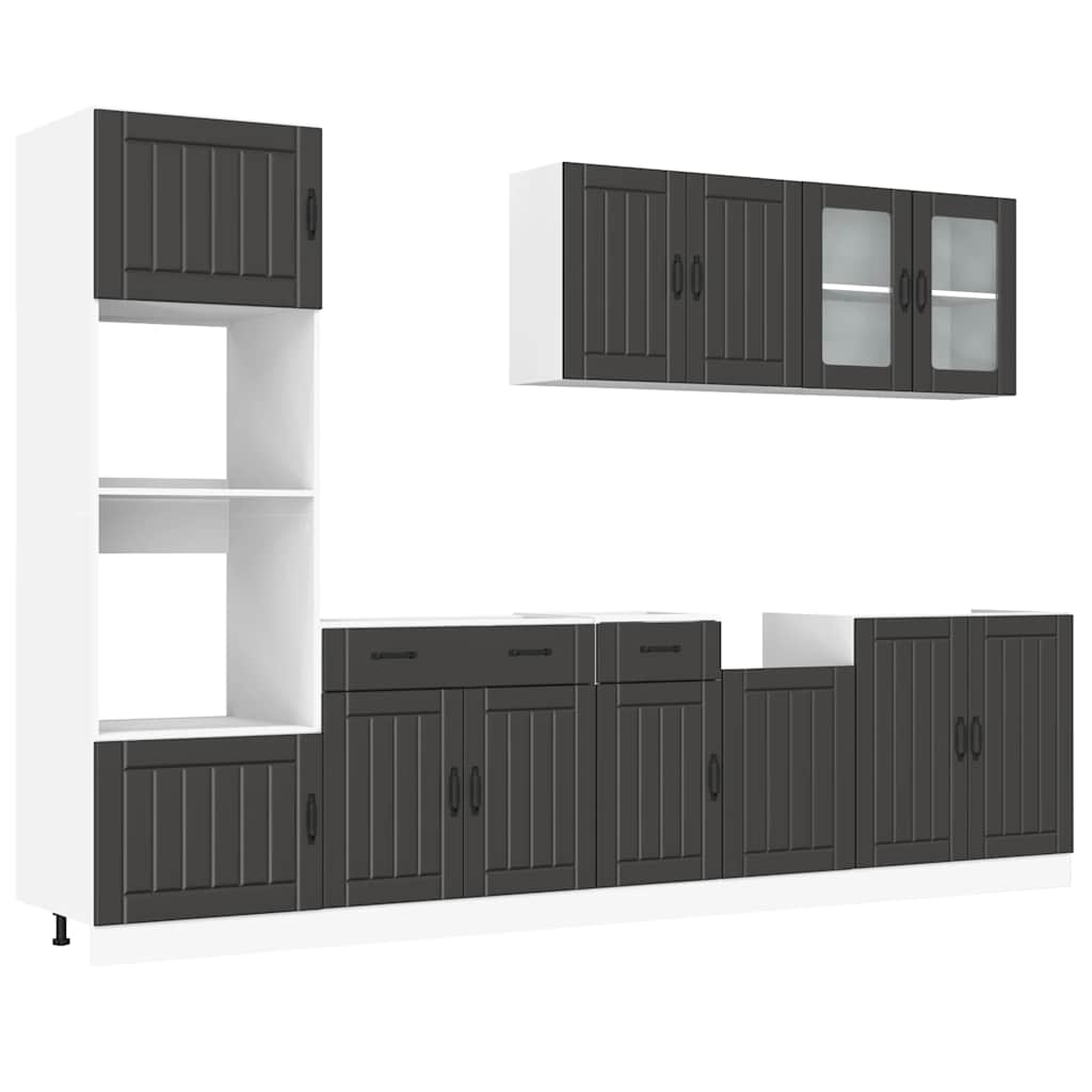 Set Mobili da Cucina 7 pz Kalmar Neri Legno Multistrato - homemem39