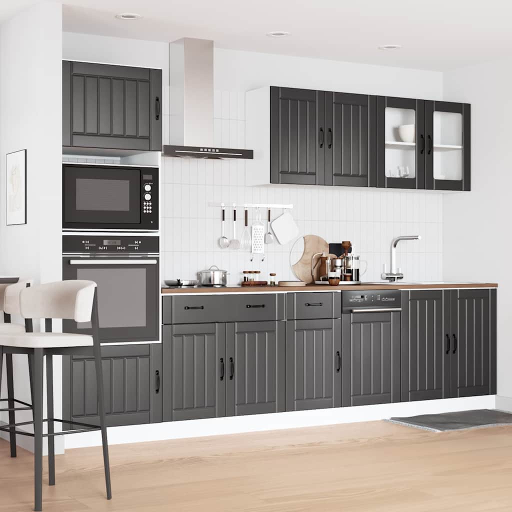 Set Mobili da Cucina 7 pz Kalmar Neri Legno Multistrato - homemem39