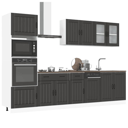 Set Mobili da Cucina 7 pz Kalmar Neri Legno Multistrato