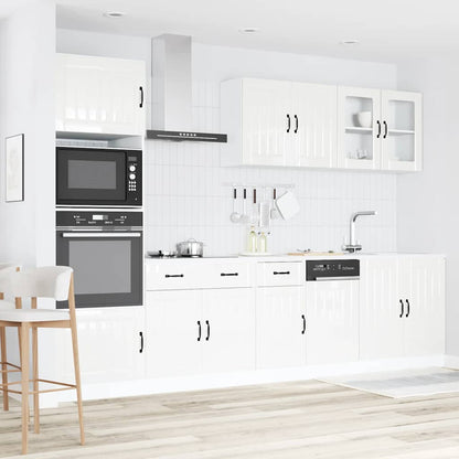 Set Mobili da Cucina 7 pz Lucca Bianchi Lucido in Truciolato | homemem39