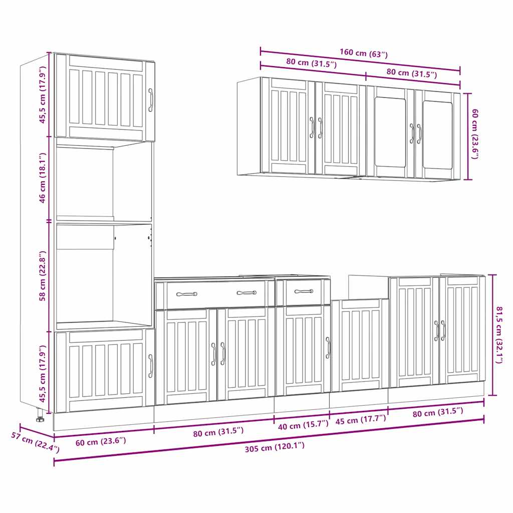 Set Mobili da Cucina 7 pz Kalmar Rovere Sonoma in Truciolato - homemem39