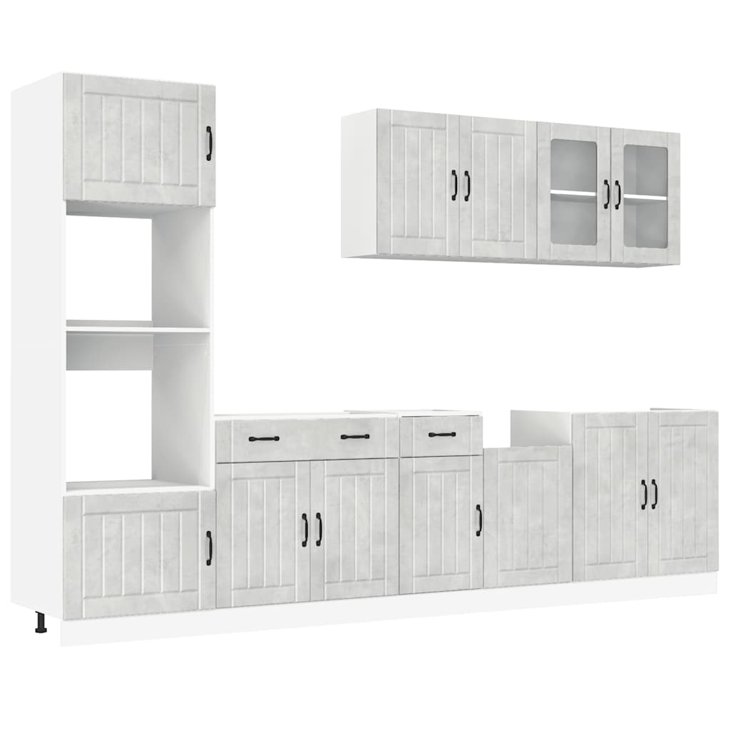 Set Mobili da Cucina 7 pz Kalmar Grigio Cemento in Truciolato - homemem39