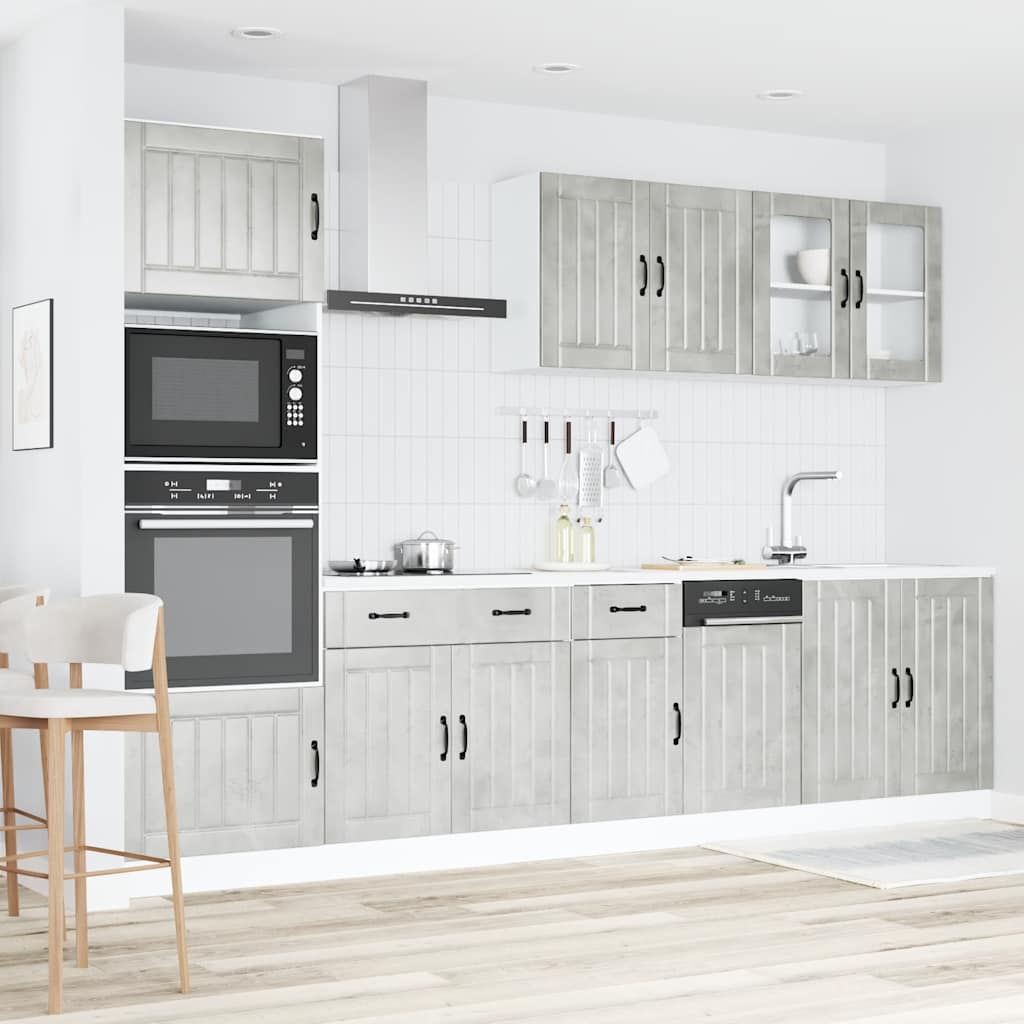 Set Mobili da Cucina 7 pz Kalmar Grigio Cemento in Truciolato - homemem39