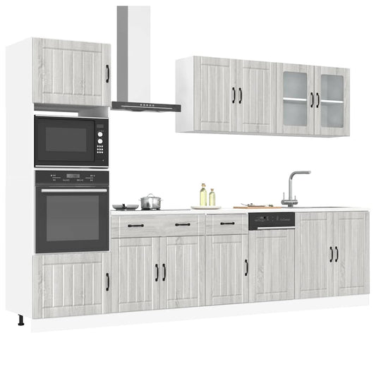 Set Mobili da Cucina 7 pz Kalmar Grigio Sonoma in Truciolato