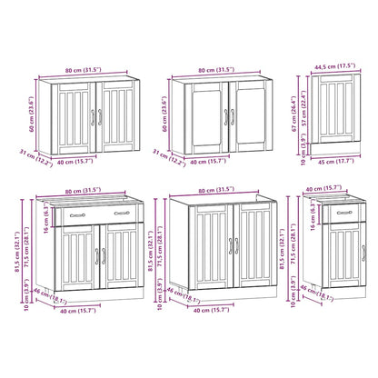 Set Mobili da Cucina 7 pz Kalmar Legno Vecchio in Truciolato | homemem39