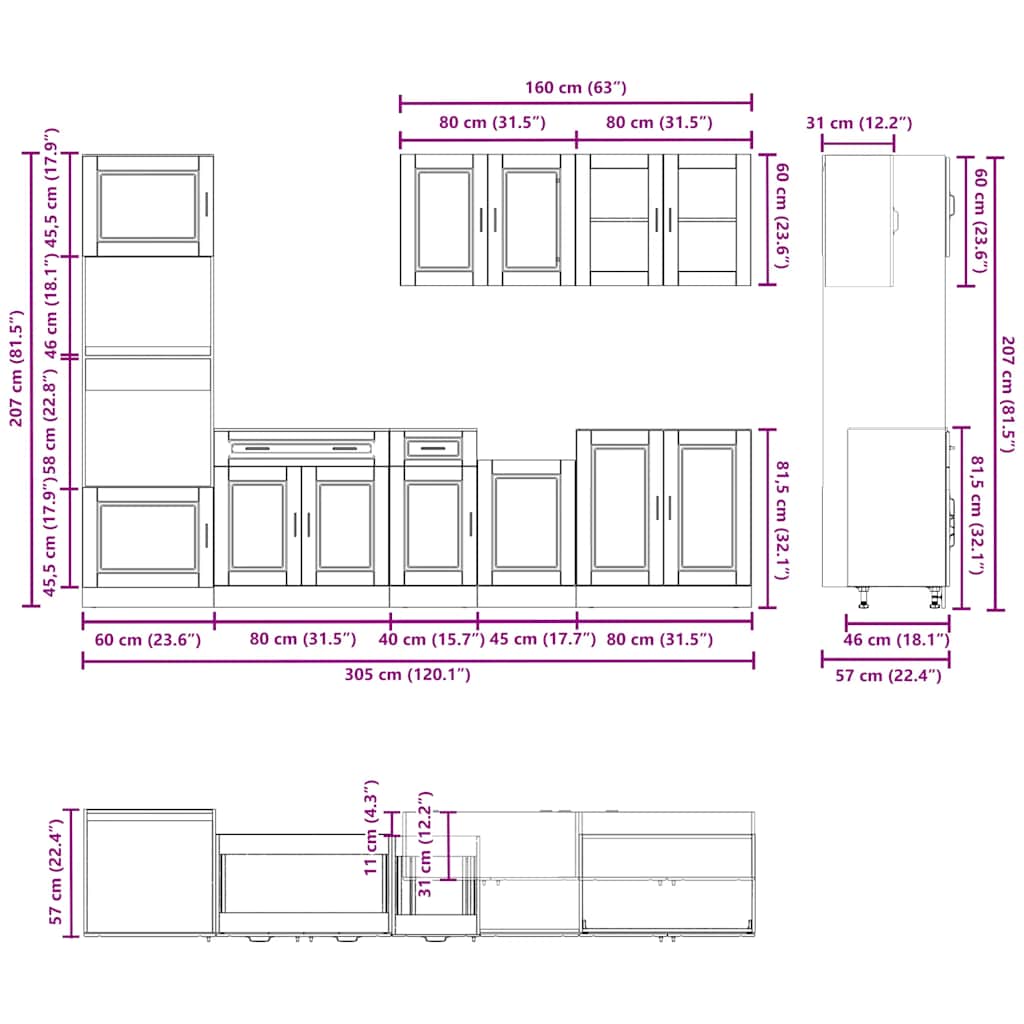 Set Mobili da Cucina 7 pz Kalmar Bianco Legno Multistrato - homemem39