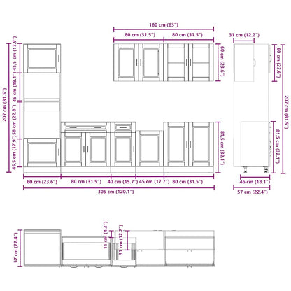 Set Mobili da Cucina 7 pz Kalmar Bianco Legno Multistrato - homemem39
