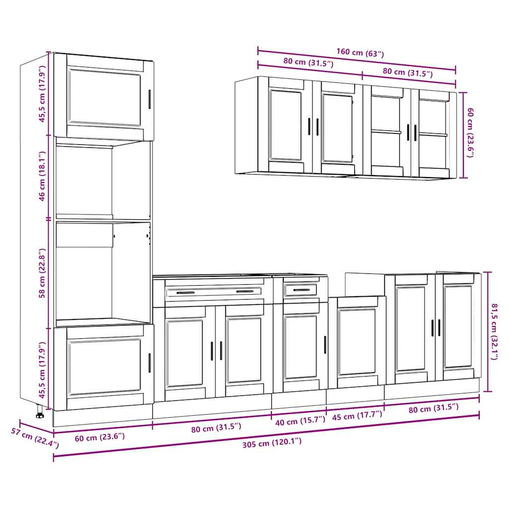 Set Mobili da Cucina 7 pz Kalmar Bianco Legno Multistrato - homemem39