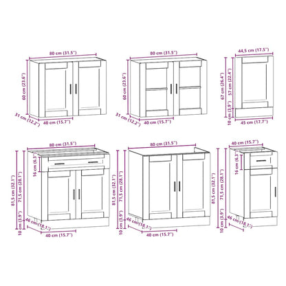 Set Mobili da Cucina 7 pz Kalmar Neri Legno Multistrato - homemem39