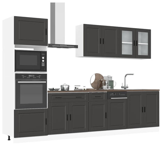 Set Mobili da Cucina 7 pz Kalmar Neri Legno Multistrato - homemem39
