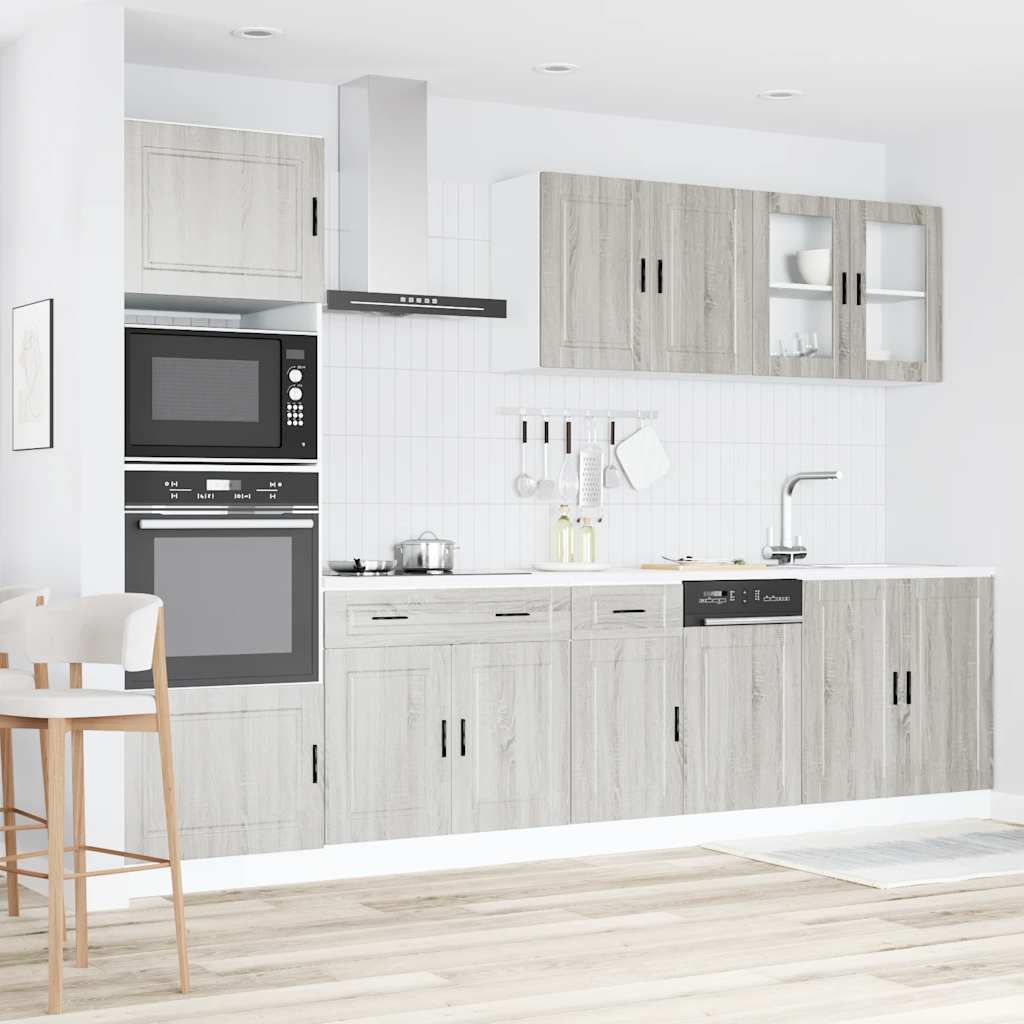 Set Mobili da Cucina 7 pz Kalmar Grigio Sonoma in Truciolato - homemem39