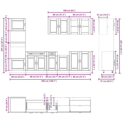 Set Mobili da Cucina 7 pz Porto Legno Vecchio in Truciolato | homemem39