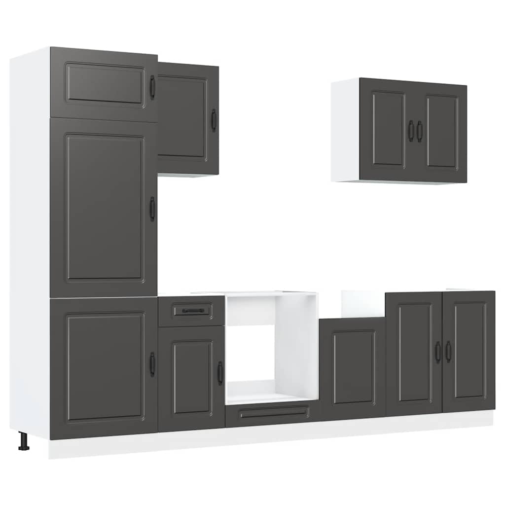 Set Mobili da Cucina 7 pz Kalmar Neri Legno Multistrato - homemem39