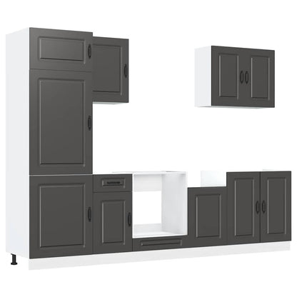 Set Mobili da Cucina 7 pz Kalmar Neri Legno Multistrato - homemem39