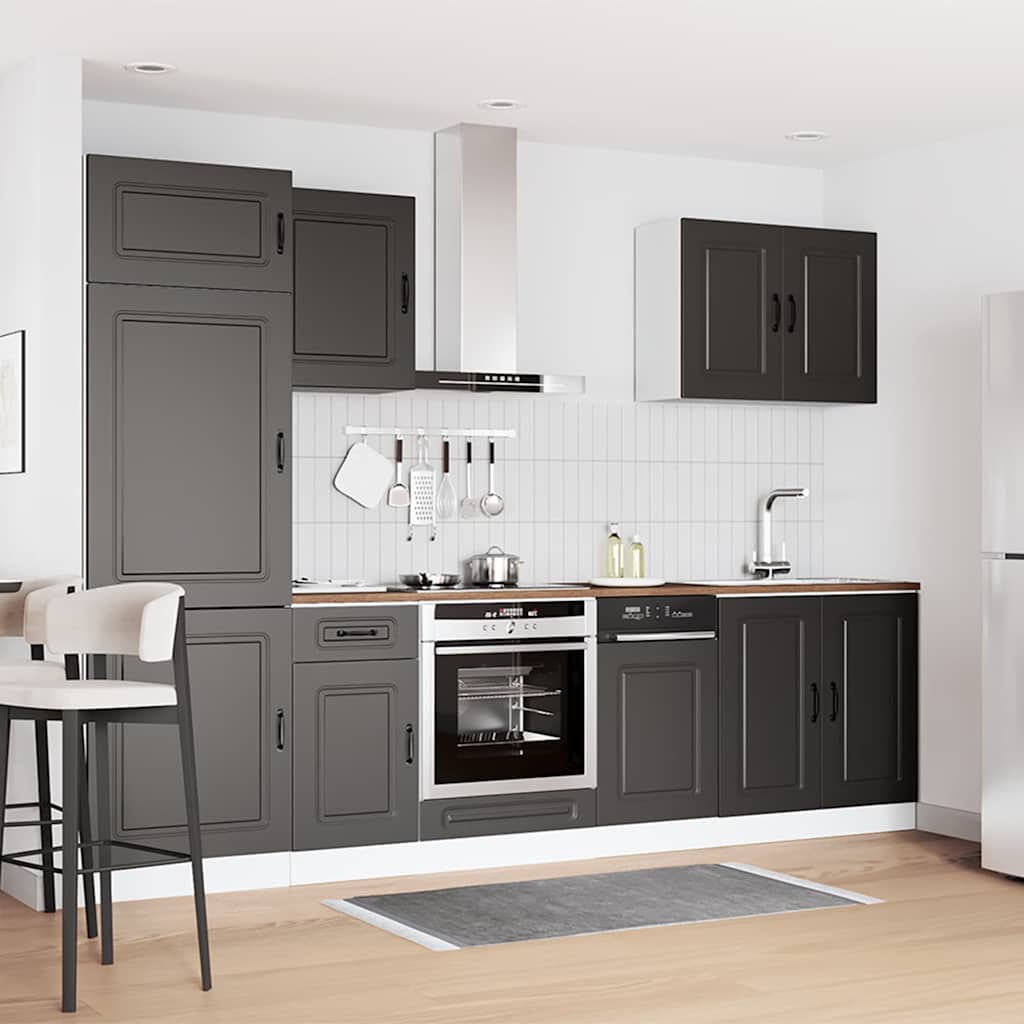 Set Mobili da Cucina 7 pz Kalmar Neri Legno Multistrato - homemem39
