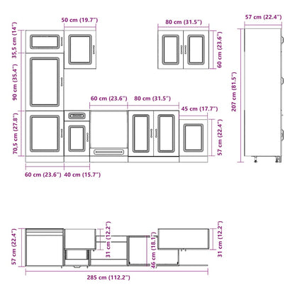 Set Mobili da Cucina 7 pz Kalmar Neri Legno Multistrato | homemem39