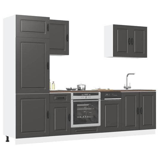 Set Mobili da Cucina 7 pz Kalmar Neri Legno Multistrato - homemem39