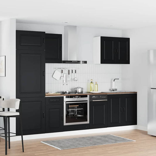 Set Mobili da Cucina 7 pz Kalmar Neri Legno Multistrato