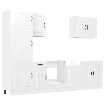 Set Mobili da Cucina 7 pz Kalmar Bianchi Lucido in Truciolato - homemem39