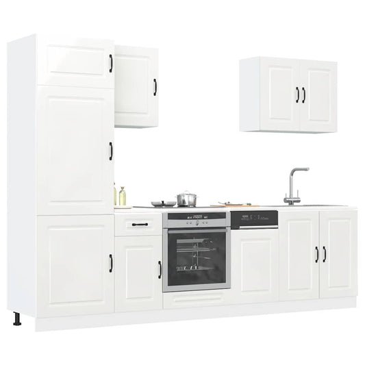 Set Mobili da Cucina 7 pz Kalmar Bianchi Lucido in Truciolato | homemem39