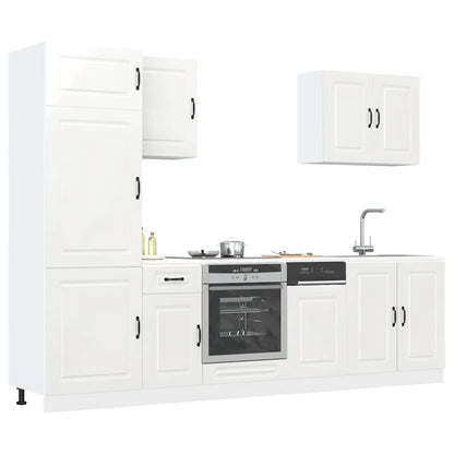 Set Mobili da Cucina 7 pz Kalmar Bianchi Lucido in Truciolato - homemem39