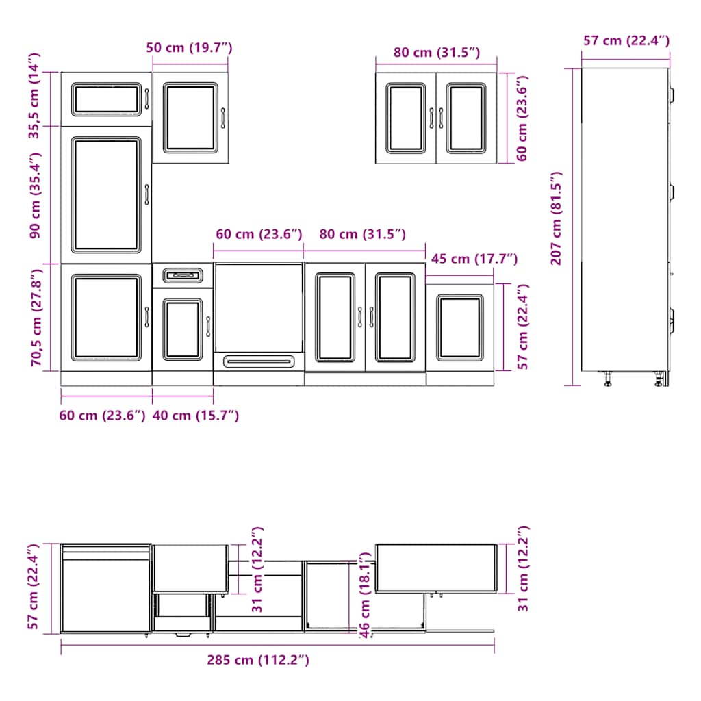 Set Mobili da Cucina 7 pz Kalmar Grigio Cemento in Truciolato | homemem39