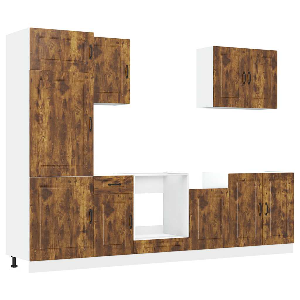 Set Mobili da Cucina 7 pz Kalmar Rovere Fumo Legno Multistrato - homemem39