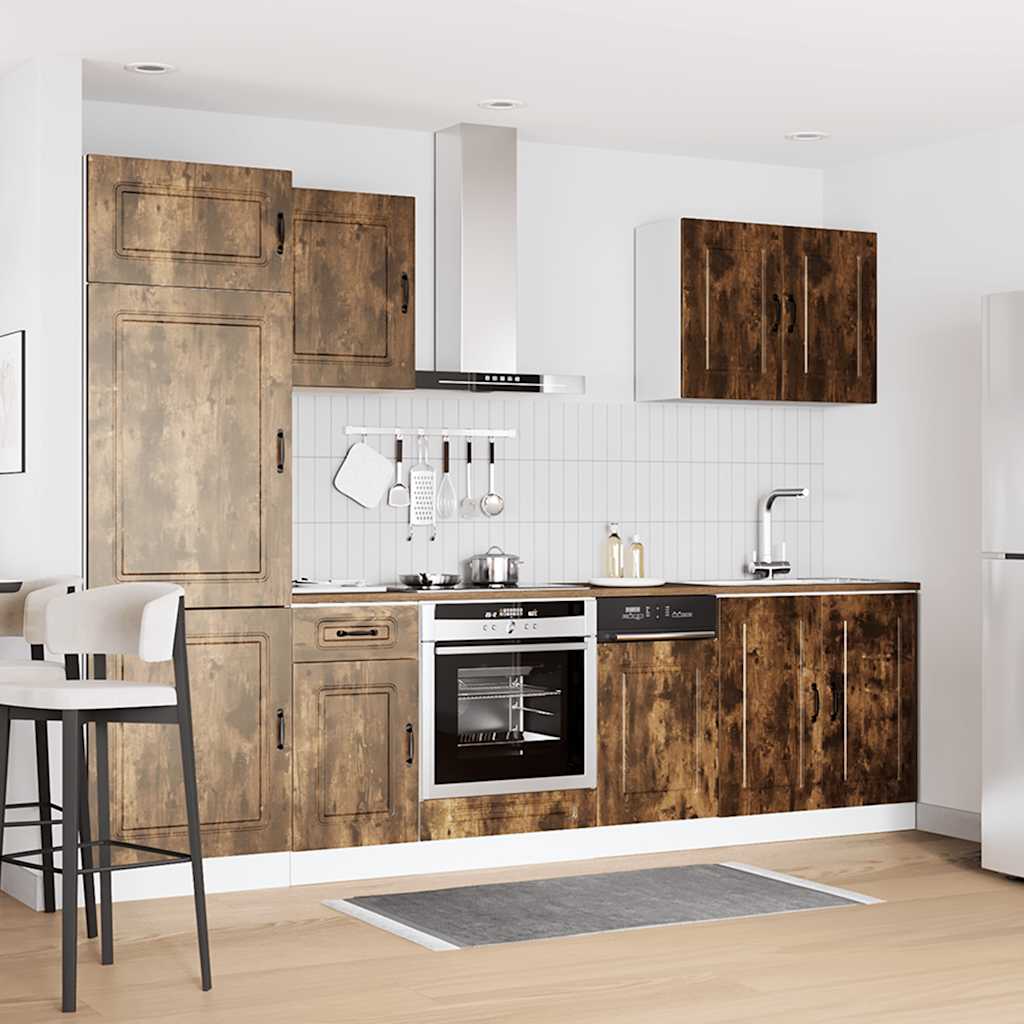 Set Mobili da Cucina 7 pz Kalmar Rovere Fumo Legno Multistrato - homemem39