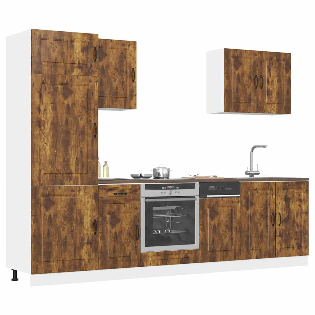 Set Mobili da Cucina 7 pz Kalmar Rovere Fumo Legno Multistrato