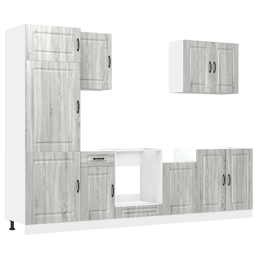 Set Mobili da Cucina 7 pz Kalmar Grigio Sonoma in Truciolato - homemem39