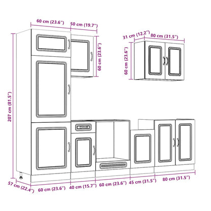 Set Mobili da Cucina 7 pz Kalmar Rovere Marrone in Truciolato | homemem39