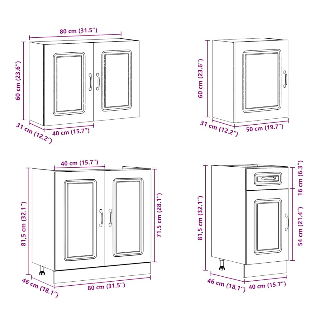 Set Mobili da Cucina 7 pz Kalmar Rovere Artigianale Truciolato | homemem39