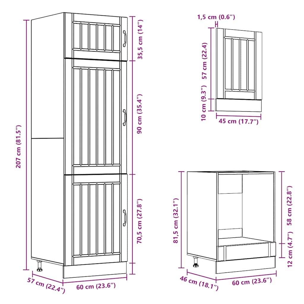 Set Mobili da Cucina 7 pz Lucca Bianco Legno Multistrato - homemem39