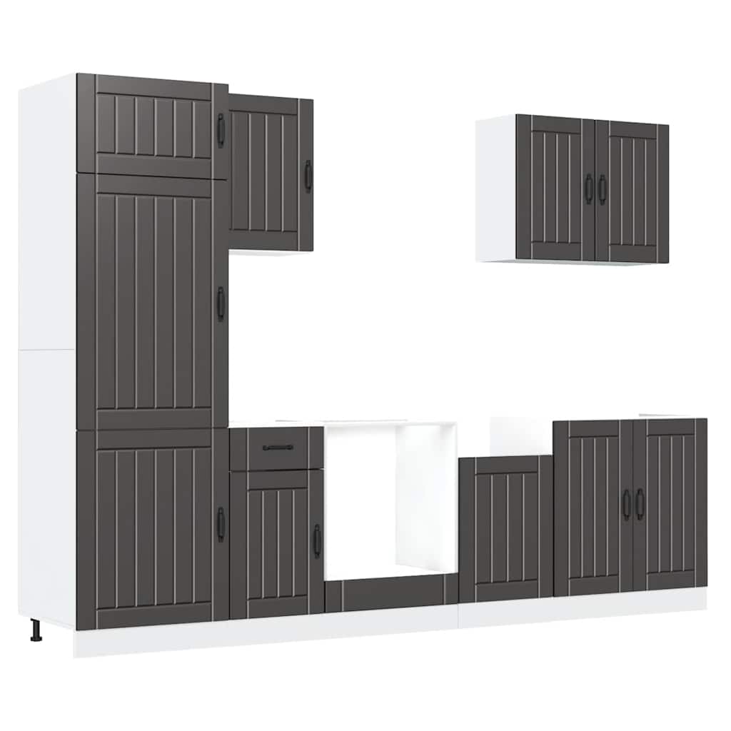 Set Mobili da Cucina 7 pz Lucca Neri Legno Multistrato - homemem39