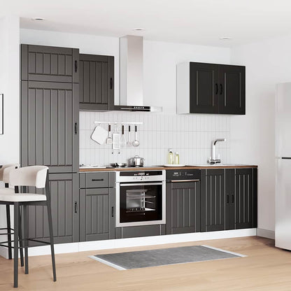 Set Mobili da Cucina 7 pz Lucca Neri Legno Multistrato - homemem39