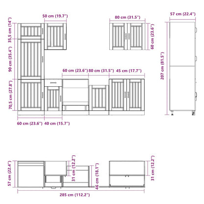 Set Mobili da Cucina 7 pz Lucca Neri Legno Multistrato - homemem39