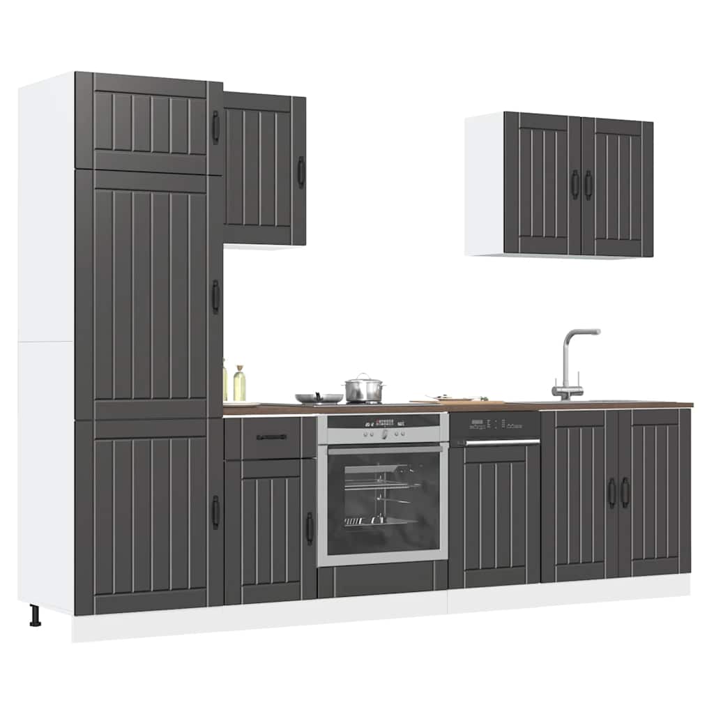Set Mobili da Cucina 7 pz Lucca Neri Legno Multistrato - homemem39