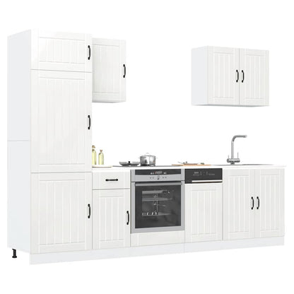 Set Mobili da Cucina 7 pz Lucca Bianchi Lucido in Truciolato | homemem39