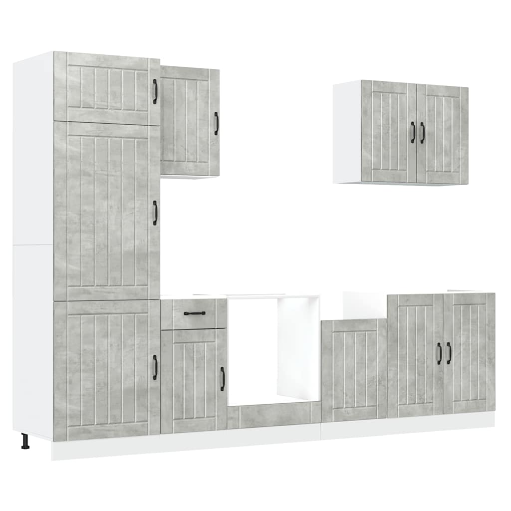 Set Mobili da Cucina 7 pz Lucca Grigio Cemento in Truciolato | homemem39