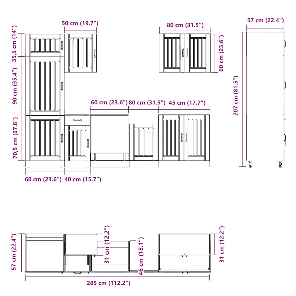 Set Mobili da Cucina 7 pz Lucca Grigio Cemento in Truciolato | homemem39