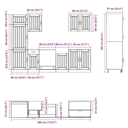Set Mobili da Cucina 7 pz Lucca Grigio Cemento in Truciolato | homemem39