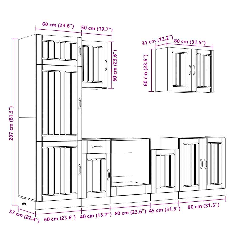 Set Mobili da Cucina 7 pz Lucca Grigio Cemento in Truciolato - homemem39