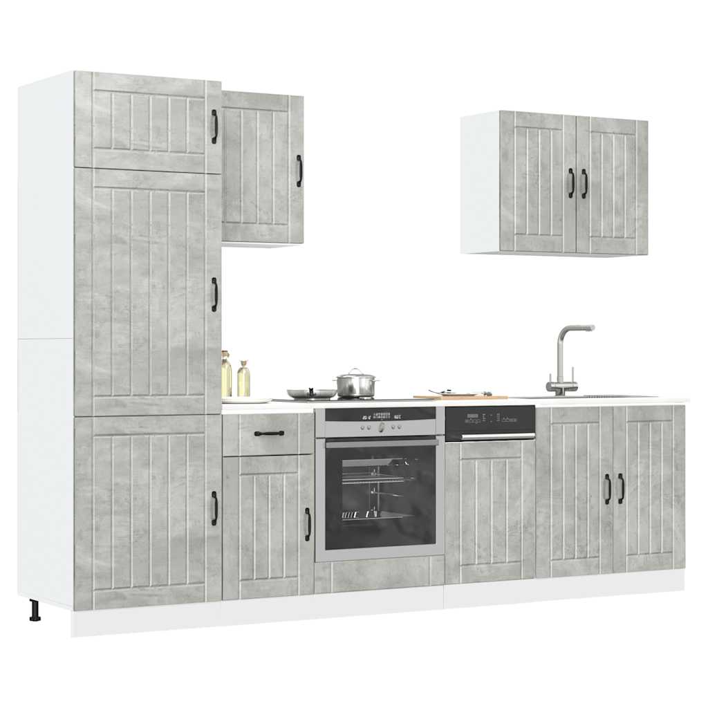 Set Mobili da Cucina 7 pz Lucca Grigio Cemento in Truciolato | homemem39