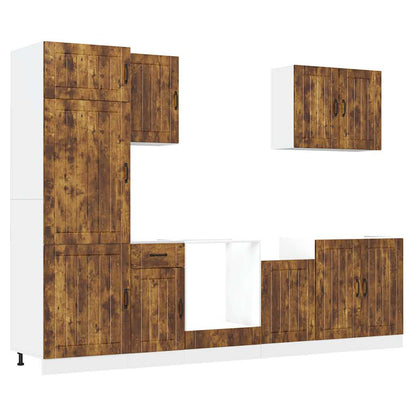 Set Mobili da Cucina 7 pz Lucca Rovere Fumo Legno Multistrato | homemem39