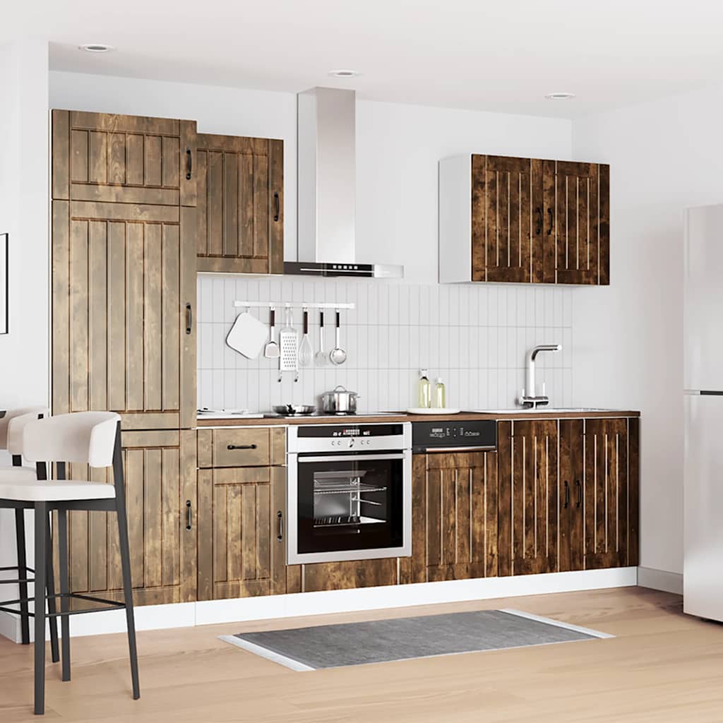 Set Mobili da Cucina 7 pz Lucca Rovere Fumo Legno Multistrato | homemem39