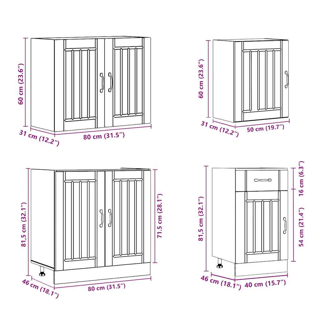 Set Mobili da Cucina 7 pz Lucca Rovere Fumo Legno Multistrato | homemem39