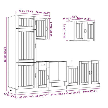 Set Mobili da Cucina 7 pz Lucca Rovere Fumo Legno Multistrato | homemem39