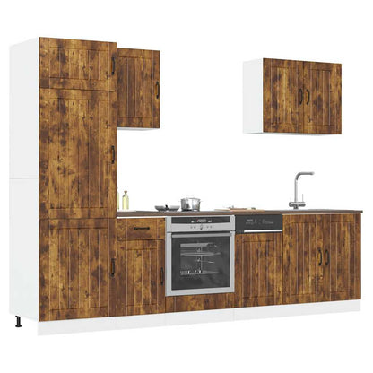 Set Mobili da Cucina 7 pz Lucca Rovere Fumo Legno Multistrato | homemem39